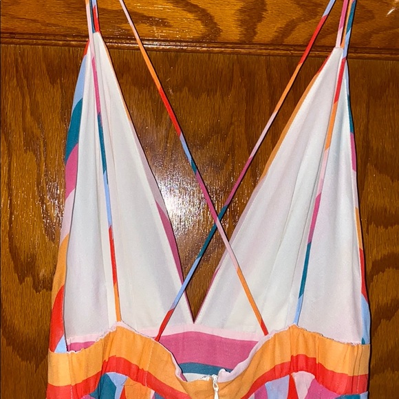 NWOT Aqua Rainbow-Stripe Open Back Mini Sz S - Picture 4 of 6